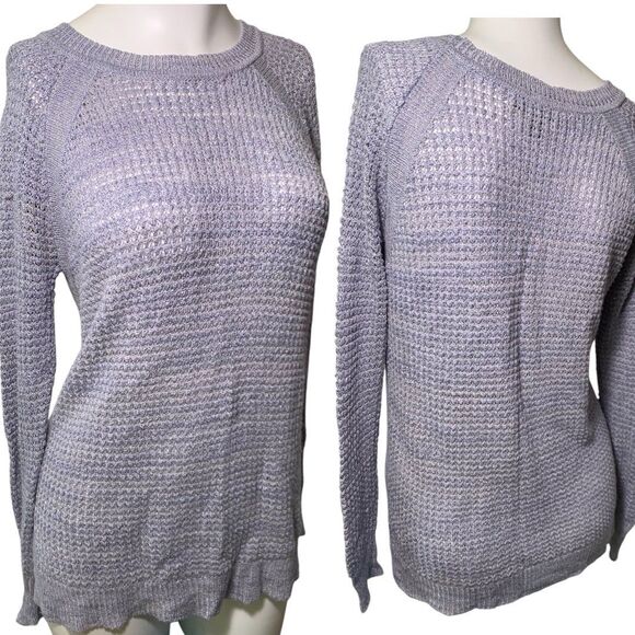 J. Crew Semi-Sheer Knit Raglan Sleeve Crewneck Oversize Sweater XS Heathered - Picture 1 of 8